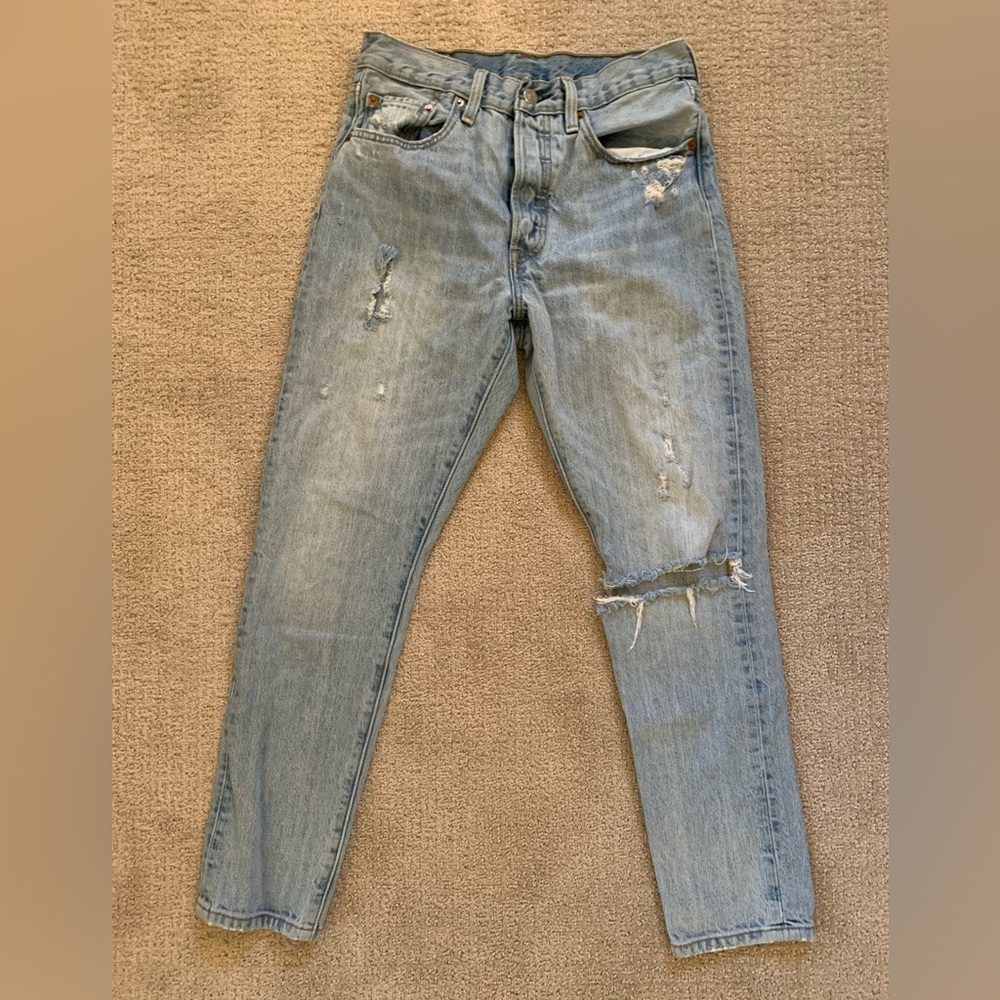 Levis 501 Skinny Distressed Jeans, 27Wx28L